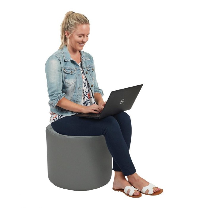 Alternate Image #1 of 16" Tufted Round Ottoman - Gray