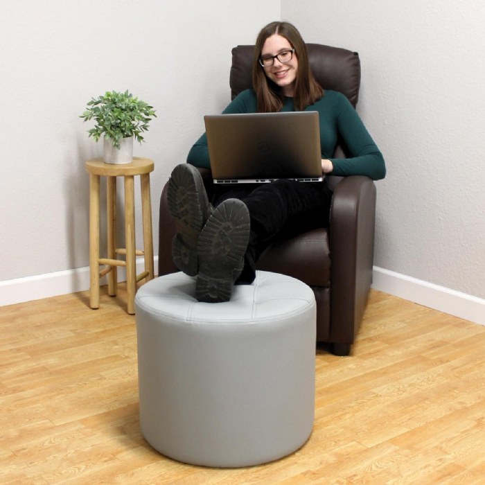 Alternate Image #1 of 16" Tufted Round Ottoman - Gray