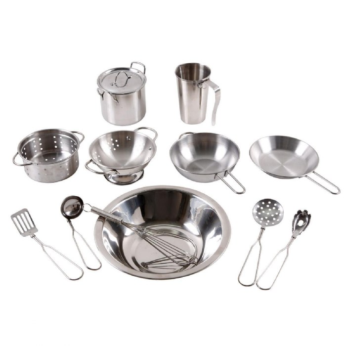 Primary Image of Dramatic Play Stainless Steel Kitchen Set with Utensils - 12 Pieces