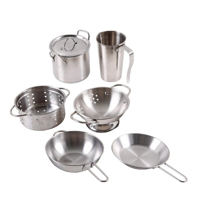 Alternate Image #1 of Dramatic Play Stainless Steel Kitchen Set with Utensils - 12 Pieces