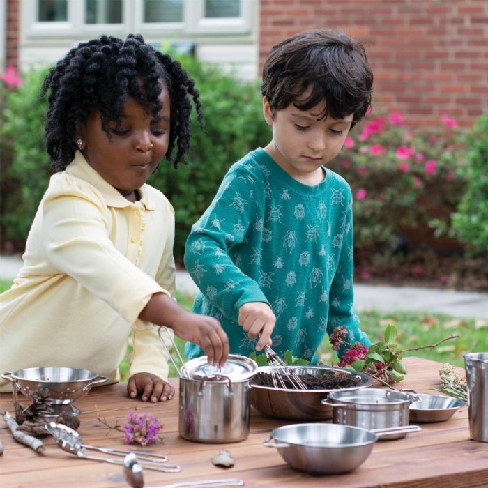 Alternate Image #1 of Dramatic Play Stainless Steel Kitchen Set with Utensils - 12 Pieces