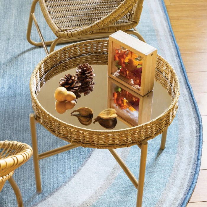 Alternate Image #1 of Washable Wicker Mirrored Table