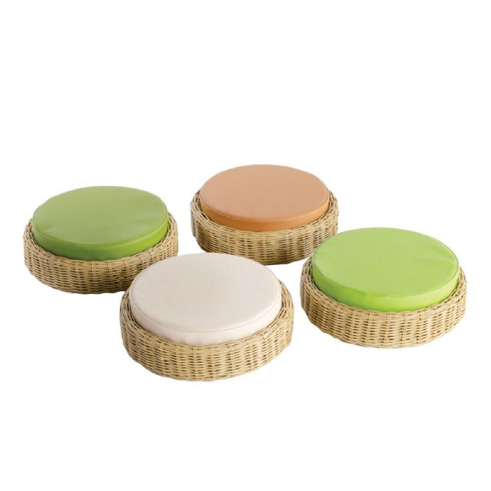 Primary Image of Washable Wicker Seating Poufs - Set of 4