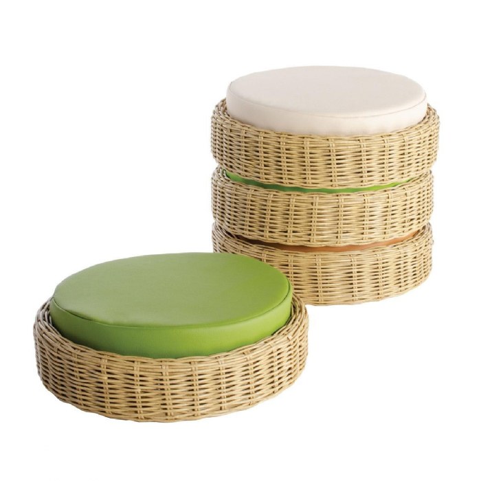 Alternate Image #1 of Washable Wicker Seating Poufs - Set of 4