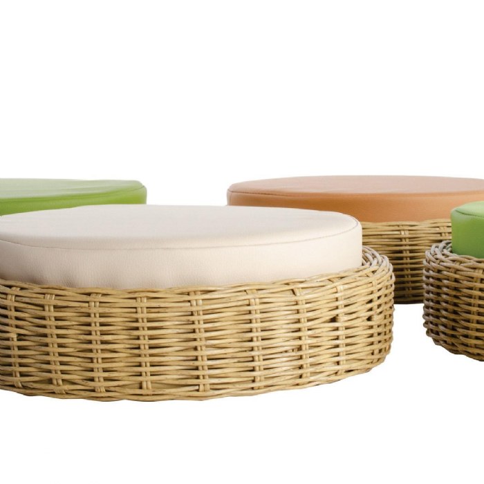 Alternate Image #1 of Washable Wicker Seating Poufs - Set of 4
