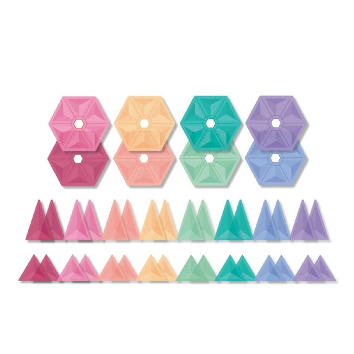 Alternate Image #1 of Colorful Magnetic Tiles Geometry Pack - 40 Pieces
