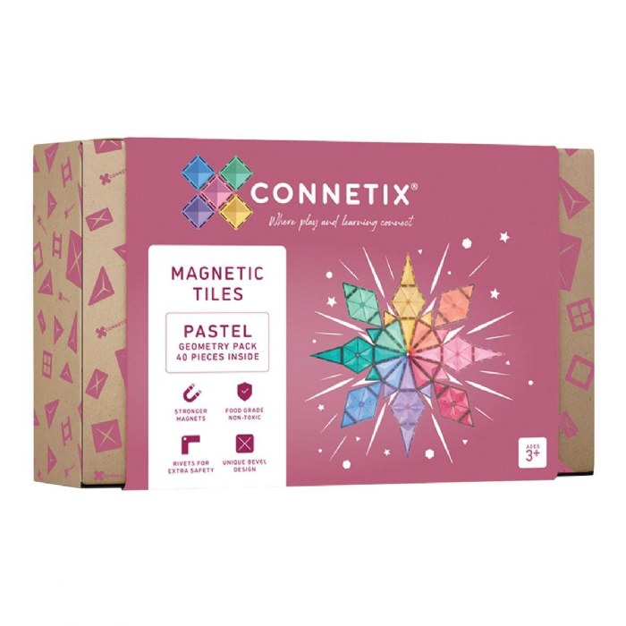 Alternate Image #1 of Colorful Magnetic Tiles Geometry Pack - 40 Pieces