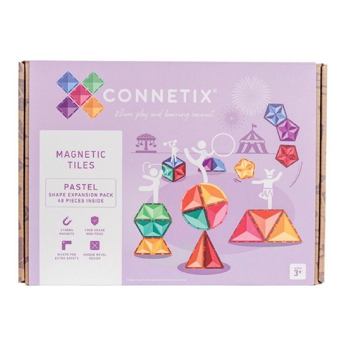 Alternate Image #1 of Colorful Magnetic Tiles Shape Expansion Pack - 48 Pieces