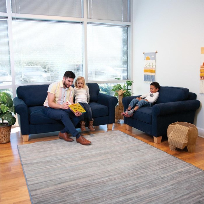 Alternate Image #1 of Comfy Classroom 71" Couch - Gray Blue