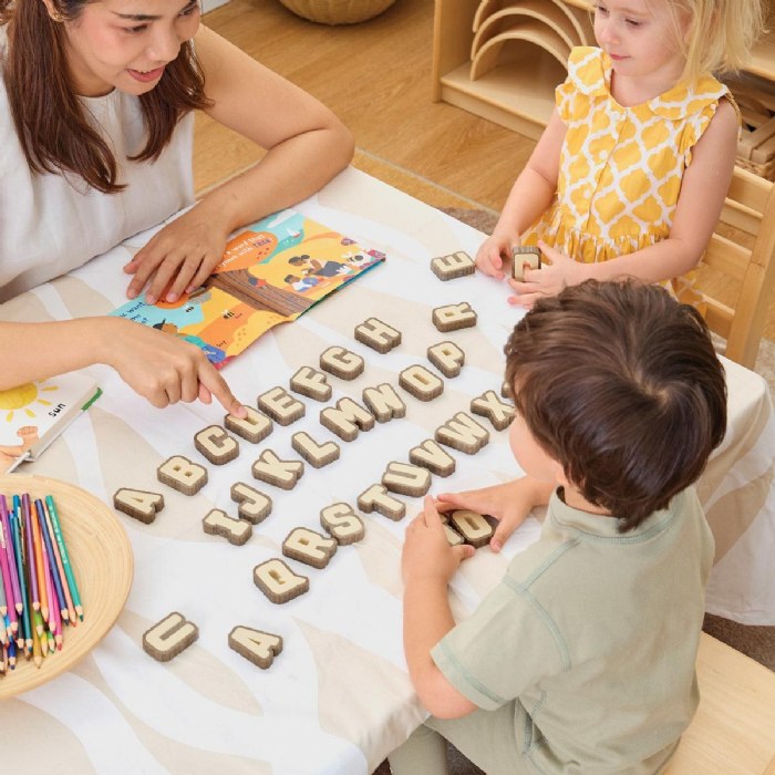 Alternate Image #1 of Bark Block Alphabet Letters - 36 Pieces