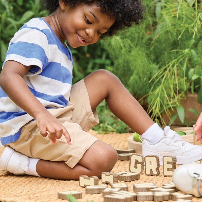 Alternate Image #1 of Bark Block Alphabet Letters - 36 Pieces