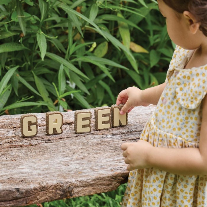 Alternate Image #1 of Bark Block Alphabet Letters - 36 Pieces