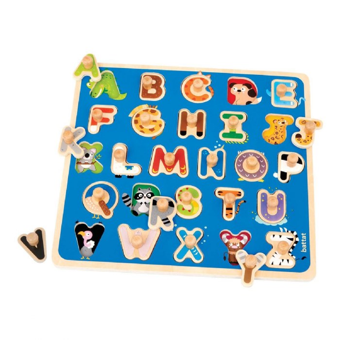 Alternate Image #1 of Wooden ABC and Numbers Peg Puzzle Set