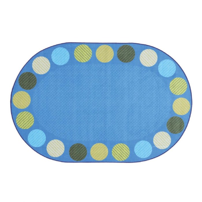 Primary Image of Calming Colors Open Seating Oval Classroom Carpet - 6' x 9'
