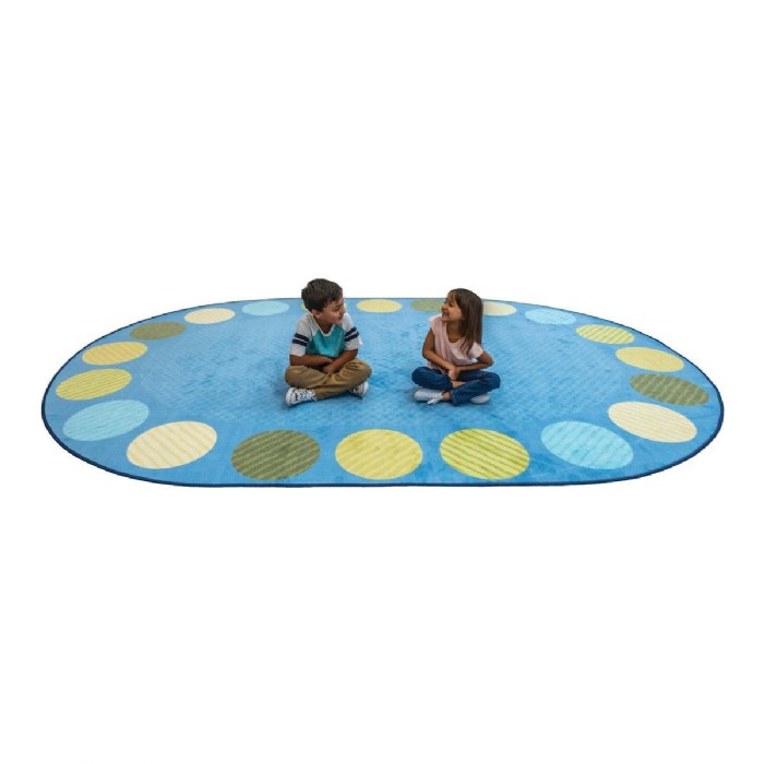 Alternate Image #1 of Calming Colors Open Seating Oval Classroom Carpet - 8' x 12'