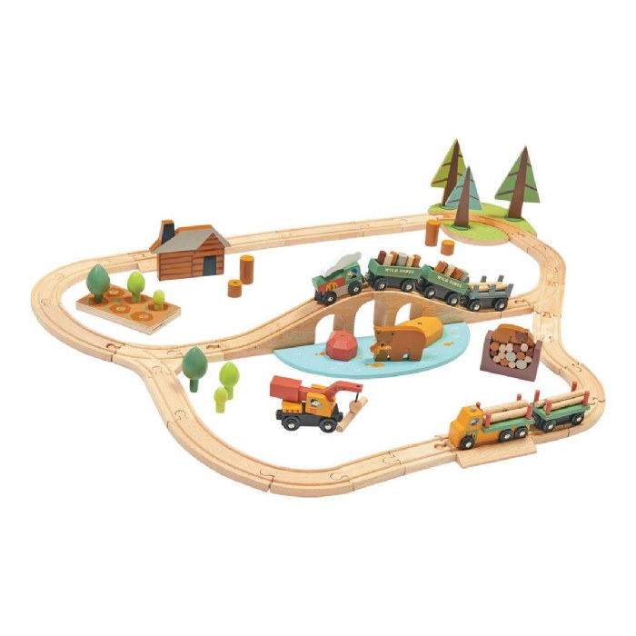 Primary Image of Wild Pines Wooden Train Set - 95 Pieces