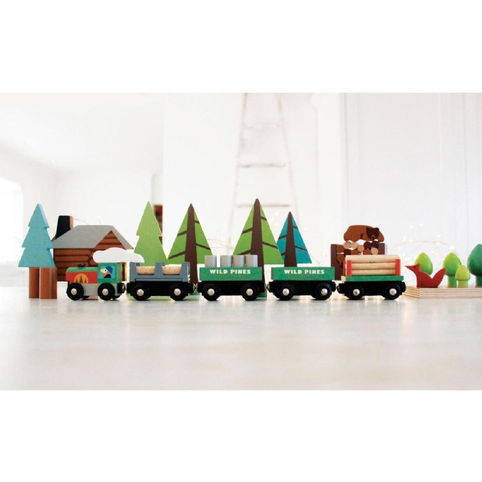 Alternate Image #1 of Wild Pines Wooden Train Set - 95 Pieces