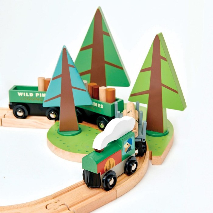Alternate Image #1 of Wild Pines Wooden Train Set - 95 Pieces