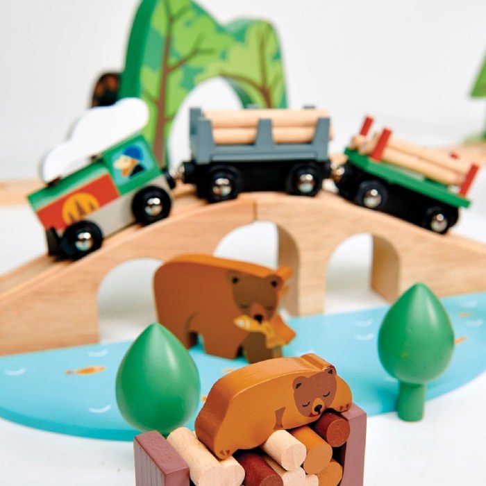 Alternate Image #1 of Wild Pines Wooden Train Set - 95 Pieces