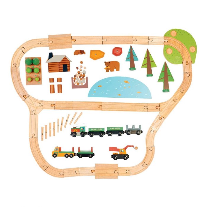Alternate Image #1 of Wild Pines Wooden Train Set - 95 Pieces