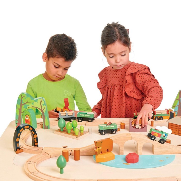 Alternate Image #1 of Wild Pines Wooden Train Set - 95 Pieces