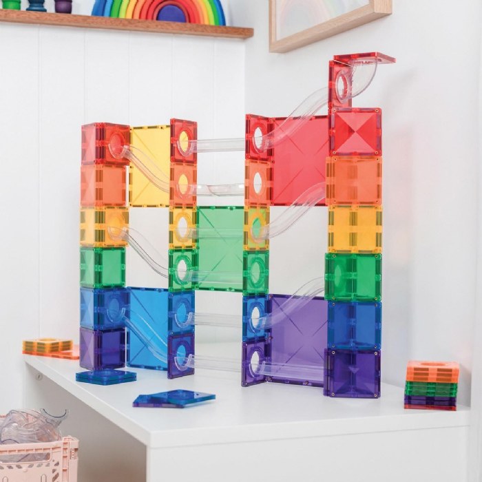 Alternate Image #1 of Rainbow Magnetic Tiles Ball Run - 134 Pieces