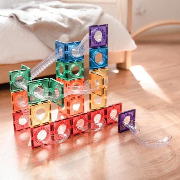 Alternate Image #1 of Rainbow Magnetic Tiles Ball Run - 134 Pieces