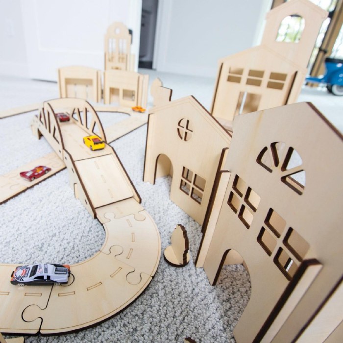 Alternate Image #1 of Kindertown Buildings and Roads - Wooden Construction Sets
