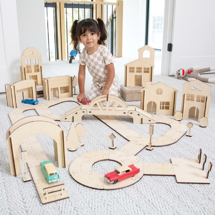 Alternate Image #1 of Kindertown Buildings and Roads - Wooden Construction Sets