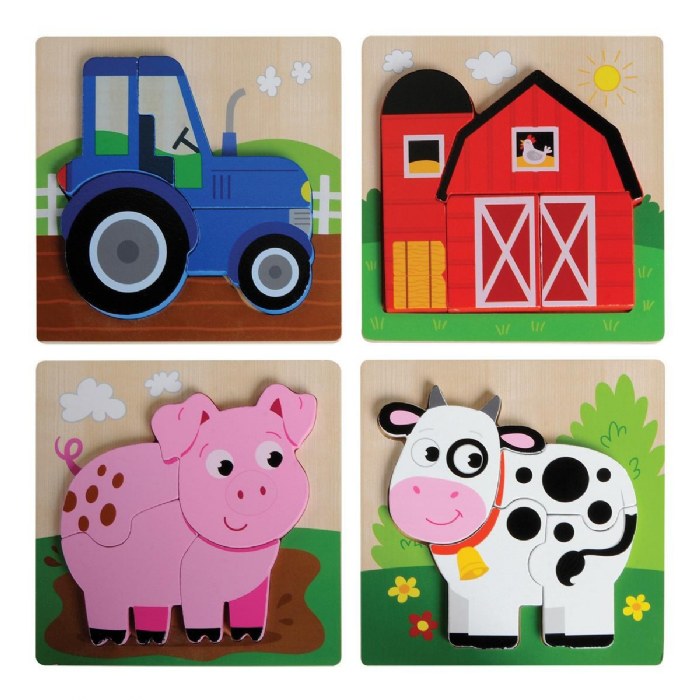 Primary Image of Chunky Wooden Farm Puzzles - Set of 4