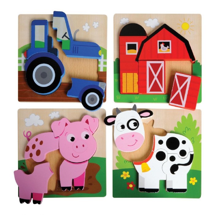 Alternate Image #1 of Chunky Wooden Farm Puzzles - Set of 4