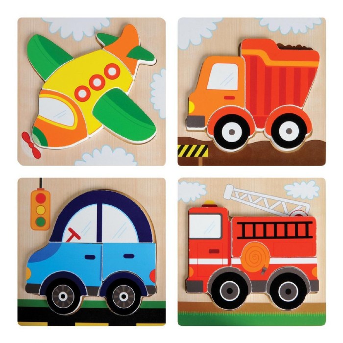 Primary Image of Chunky Wooden Vehicle Puzzles - Set of 4