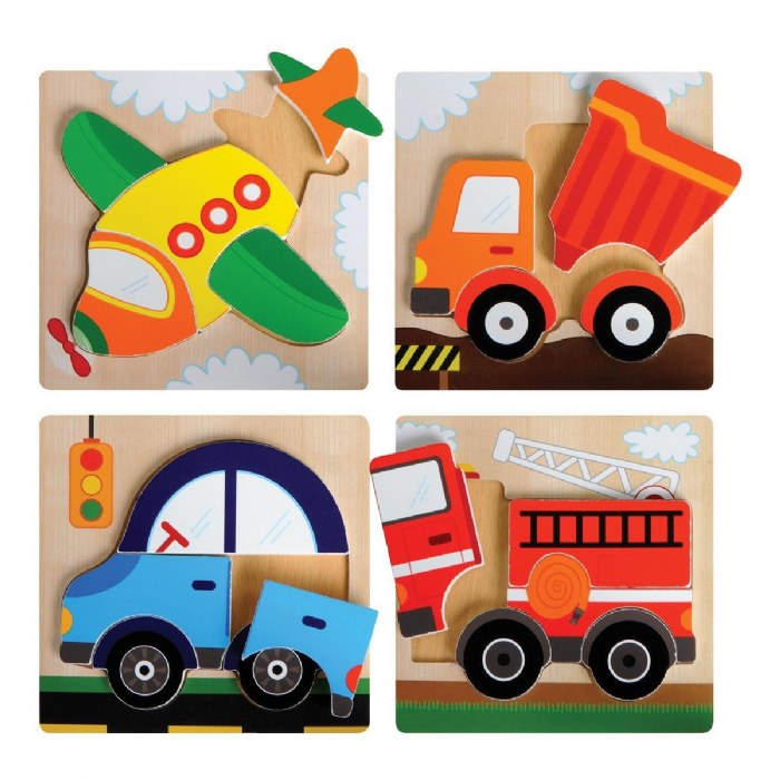 Alternate Image #1 of Chunky Wooden Vehicle Puzzles - Set of 4