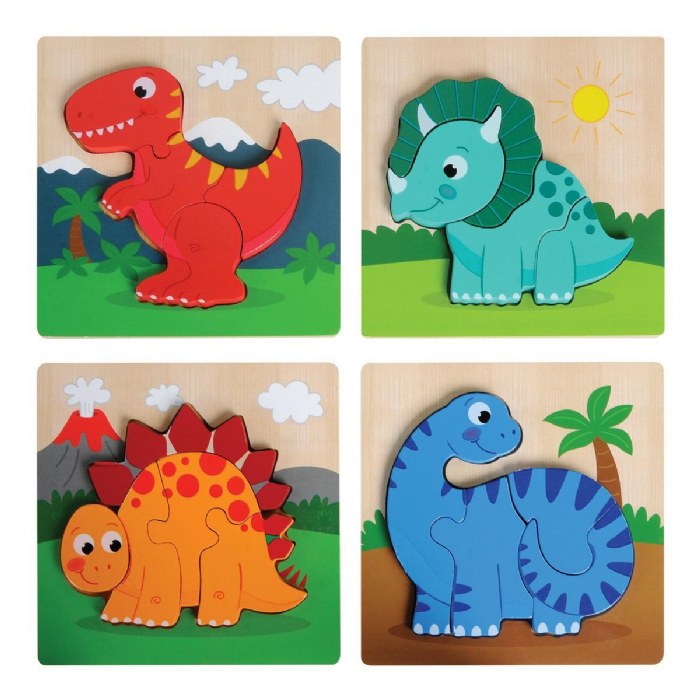Primary Image of Chunky Wooden Dinosaur Puzzles - Set of 4