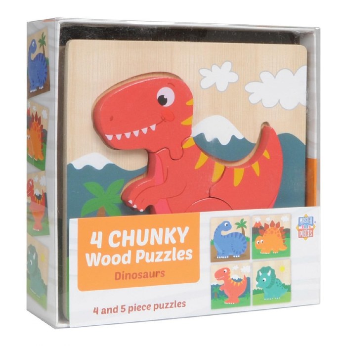 Alternate Image #1 of Chunky Wooden Dinosaur Puzzles - Set of 4