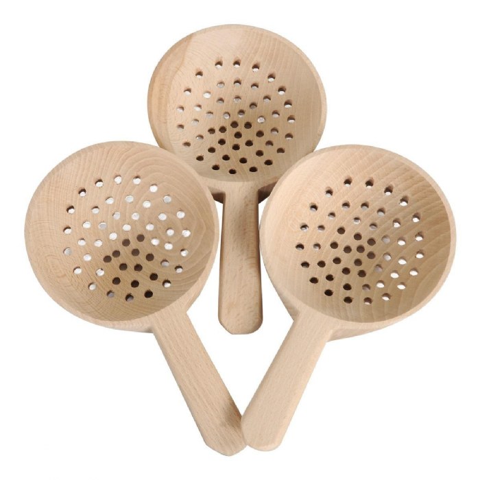 Primary Image of Short Handled Wooden Slotted Spoons - Set of 3