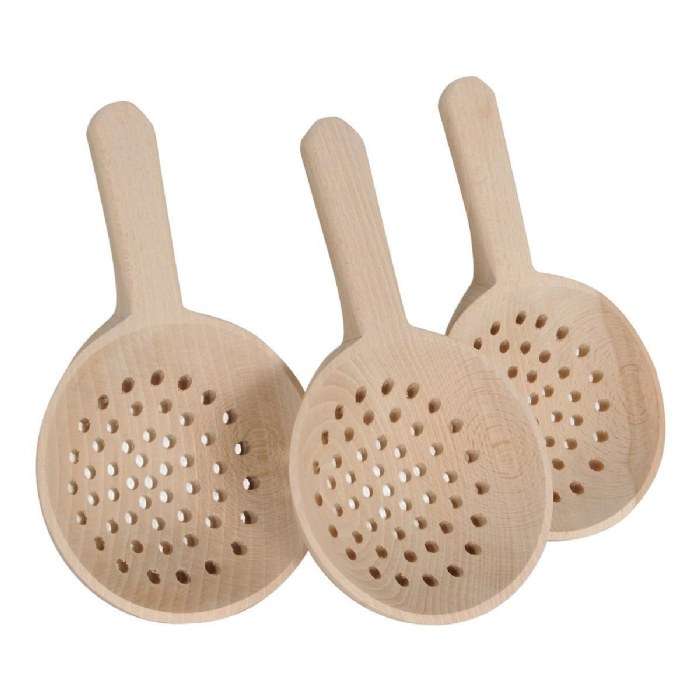 Alternate Image #1 of Short Handled Wooden Slotted Spoons - Set of 3