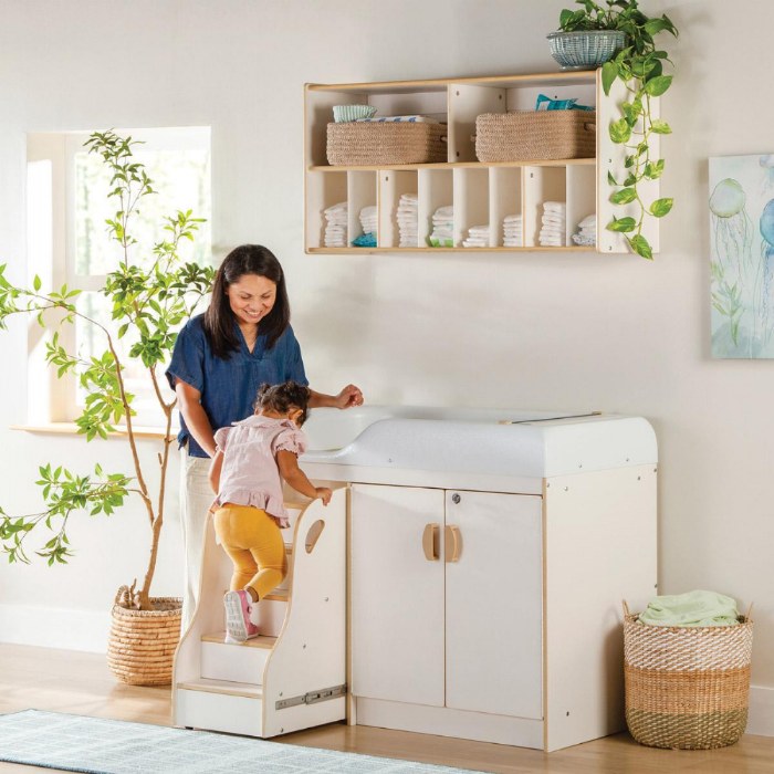 Alternate Image #1 of White Changing Table with Stairs