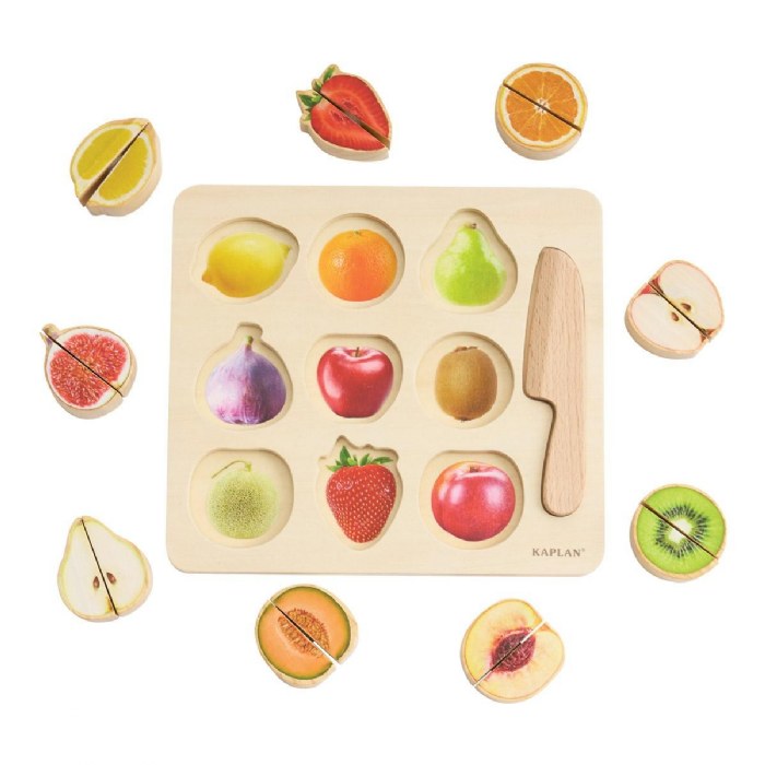 Alternate Image #1 of Wooden Slice & Match Fruit Puzzle