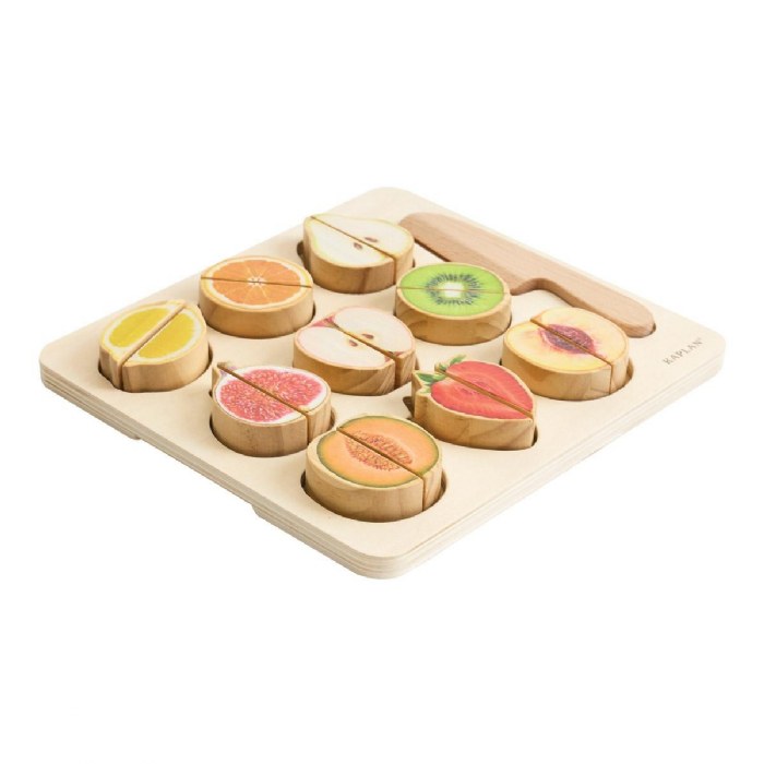 Alternate Image #1 of Wooden Slice & Match Fruit Puzzle