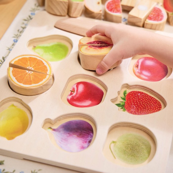 Alternate Image #1 of Wooden Slice & Match Fruit Puzzle