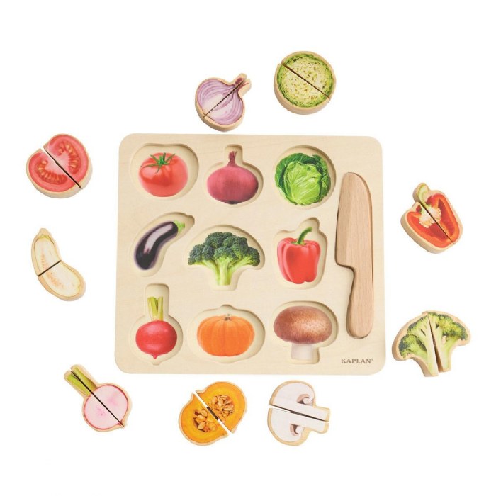 Alternate Image #1 of Wooden Slice & Match Vegetable Puzzle