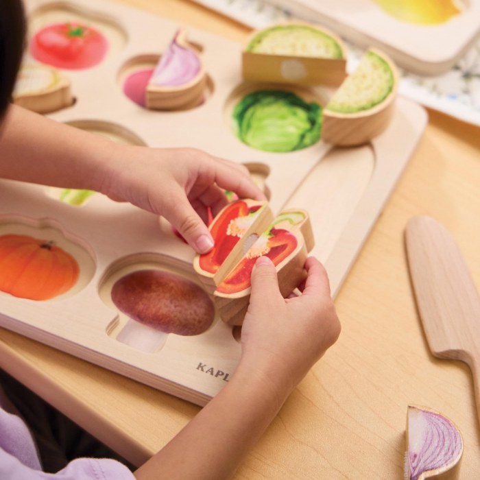 Alternate Image #1 of Wooden Slice & Match Vegetable Puzzle