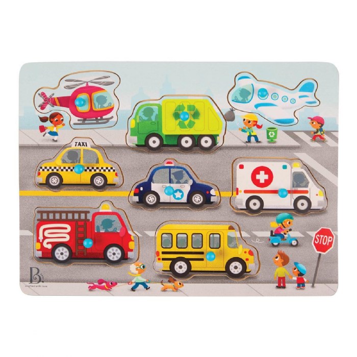 Alternate Image #1 of Transport & Construction Vehicles Peg Puzzle 2-Pack