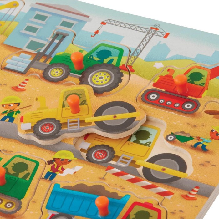 Alternate Image #1 of Transport & Construction Vehicles Peg Puzzle 2-Pack