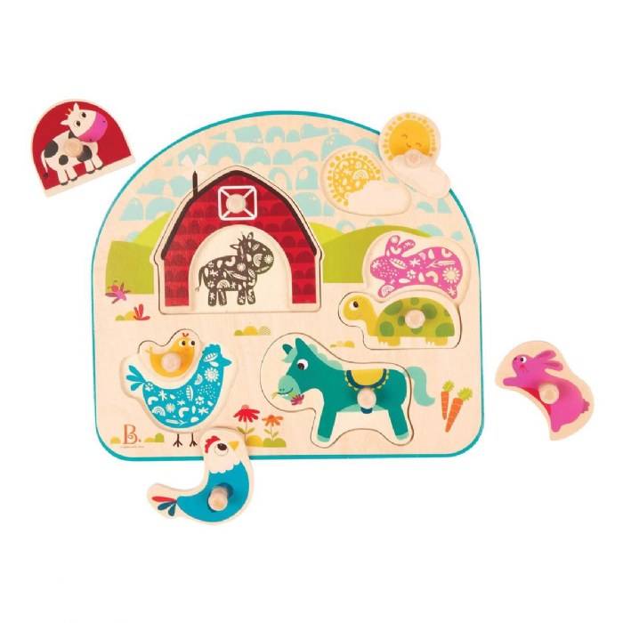 Alternate Image #1 of Animal Barnyard Wooden Peg Puzzle