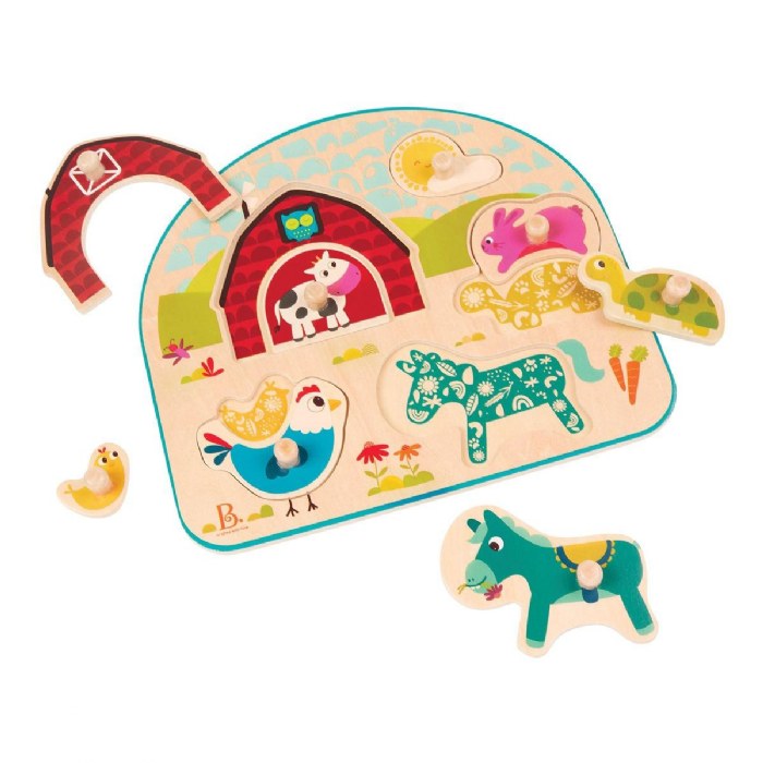 Alternate Image #1 of Animal Barnyard Wooden Peg Puzzle