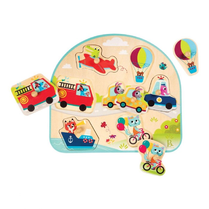 Alternate Image #1 of Vehicles On The Go! Wooden Peg Puzzle