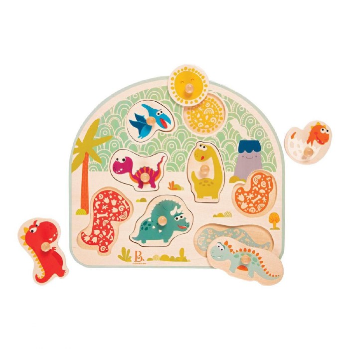 Alternate Image #1 of Stomping Dinos Wooden Peg Puzzle