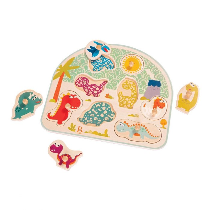 Alternate Image #1 of Stomping Dinos Wooden Peg Puzzle